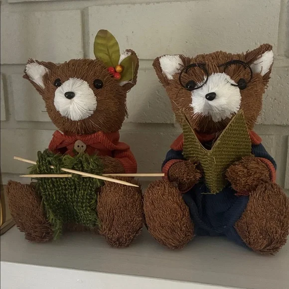 Holiday Fox Figurines with Green and Red Accents - Picture 1 of 9